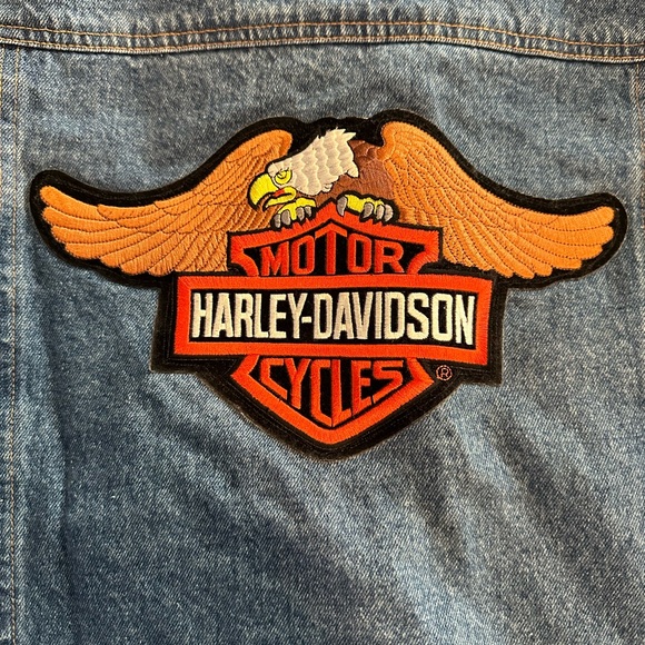 Harley Davidson (upcycled) Jean jacket Size L.  HP 🎉 - Picture 7 of 10